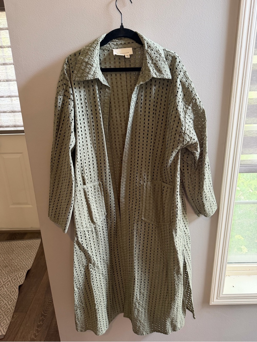 By Anthropologie Collared Eyelet Duster